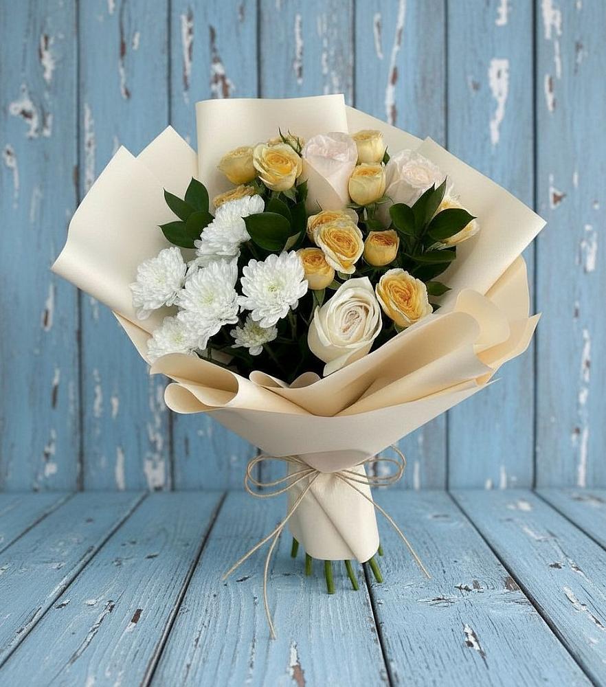 Букет цветов из: Розы и Хризантемы в Высоковске