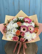 Букет цветов из:  Розы, Герберы и Хризантемы в Высоковске