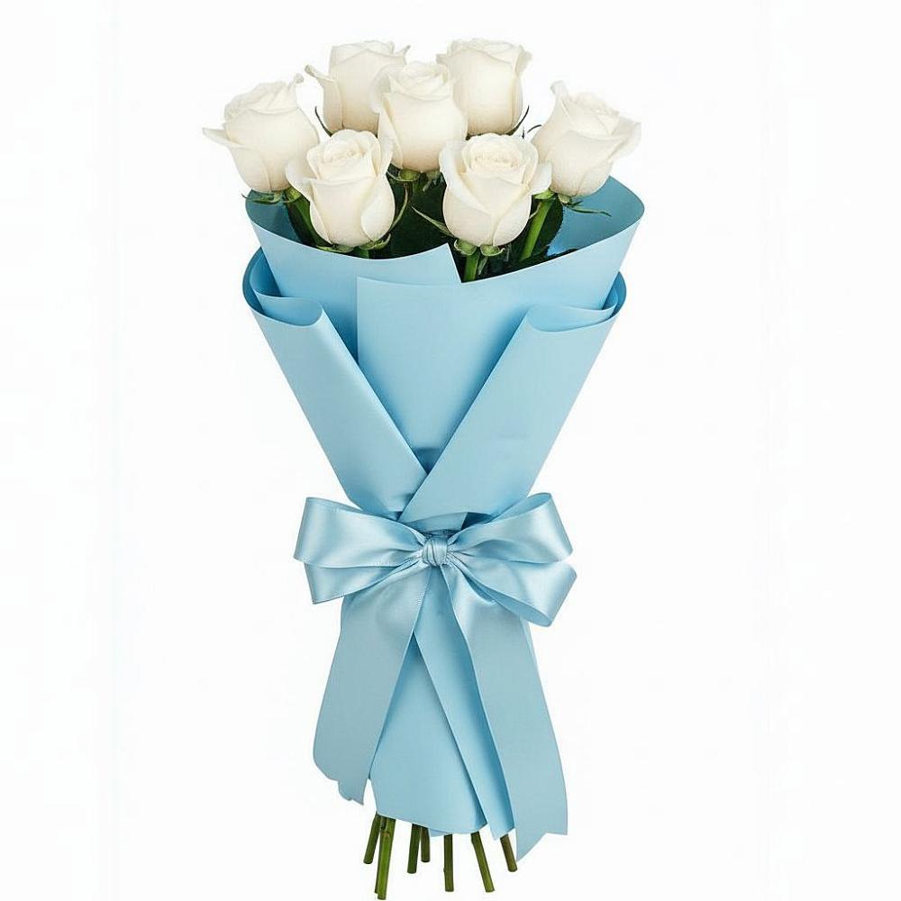 Букет 7 белых роз Проуд в Высоковске