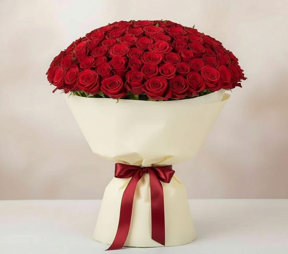 Букет 101 Красная роза Милано в Высоковске