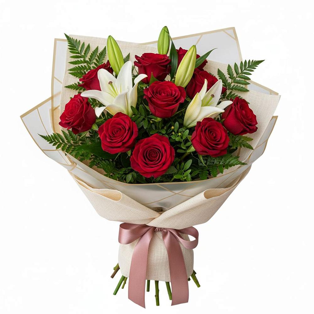 Букет цветов из: Лилии и Розы в Высоковске