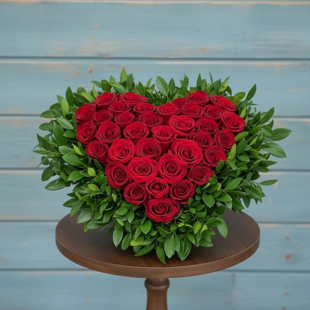 Цветочная композиция из Розы в виде сердца в Высоковске