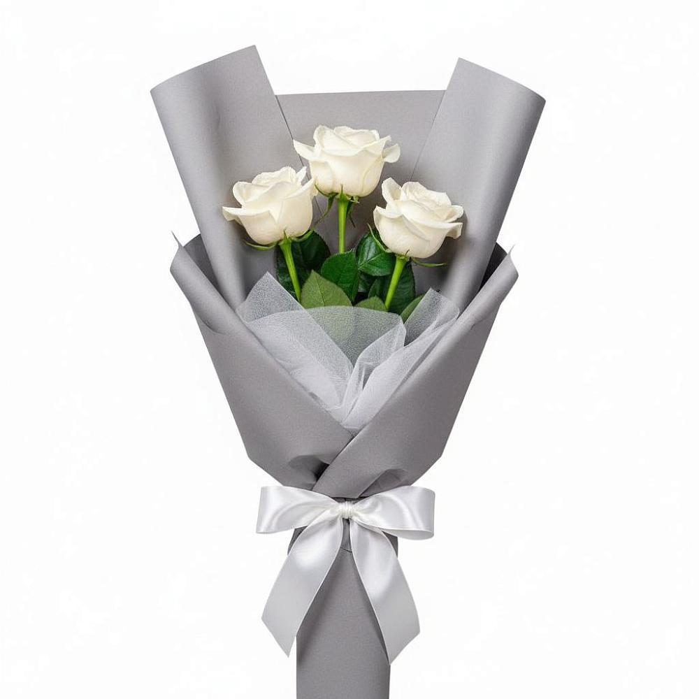 Букет 3 белые розы в Высоковске