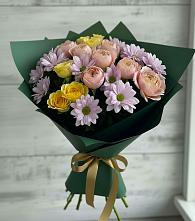Букет цветов из:  Хризантемы и Розы #REPLACE_PRED# Высоковске