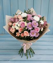 Букет цветов из:  Хризантемы, Розы и Альстромерии #REPLACE_PRED# Высоковске