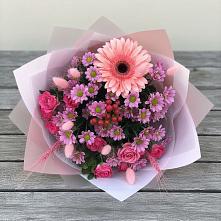 Букет цветов из:  Розы, Герберы и Хризантемы #REPLACE_PRED# Высоковске